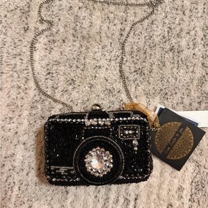 Beaded Camera-Shaped Clutch with Chain